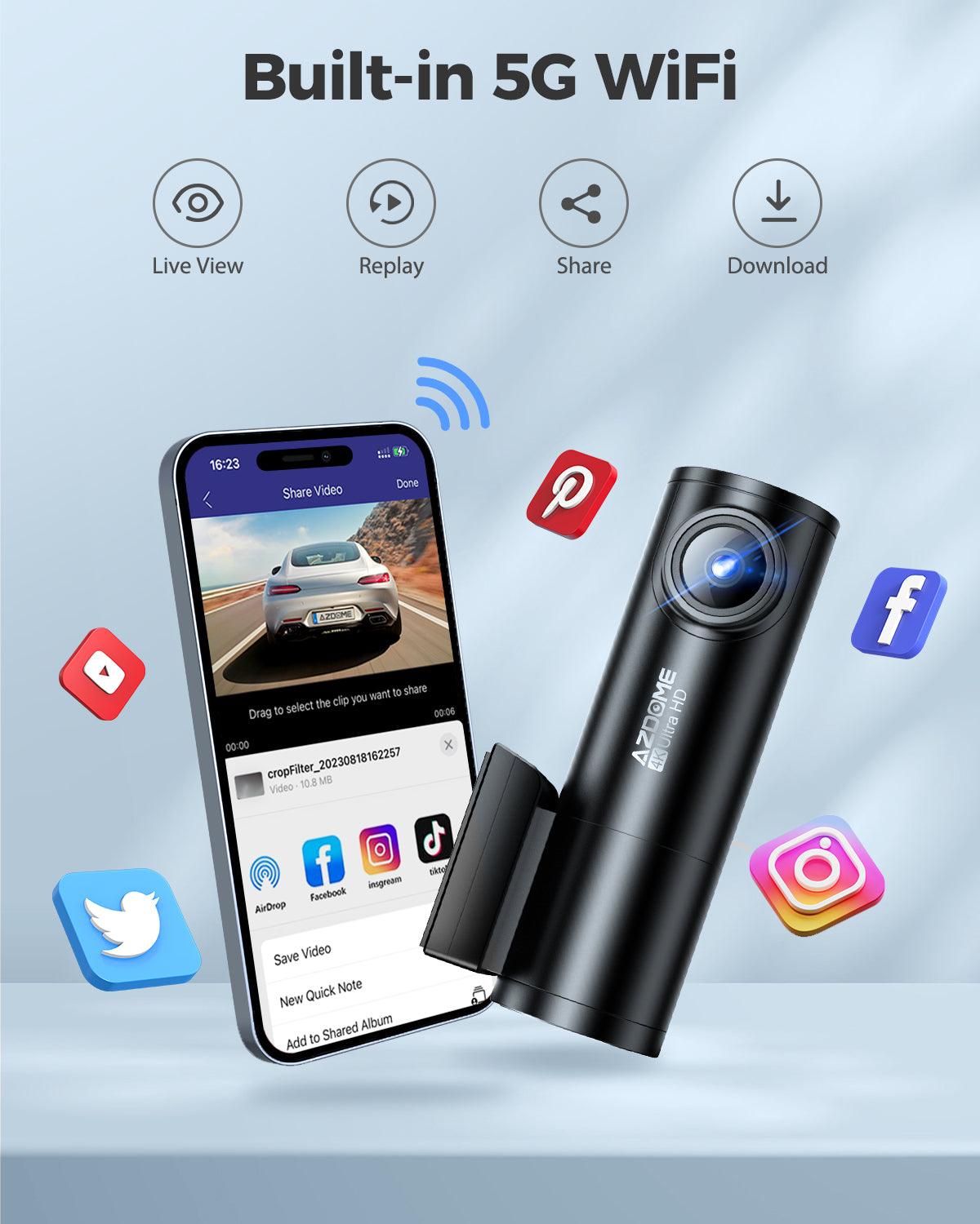 AZDOME M300S 2CH Dash Cam 4K with 5.8G WiFi GPS Voice Control WDR Night Vision 24H Parking Mode - AZDOME Official Stores