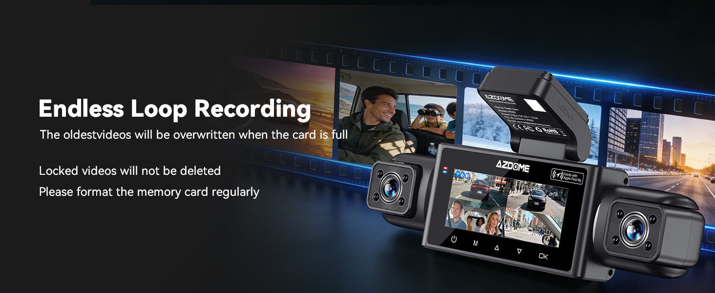 AZDOME M350 3 - Channel Dash Cam with 4K UHD Front Video & 5G WiFi - AZDOME Official Stores