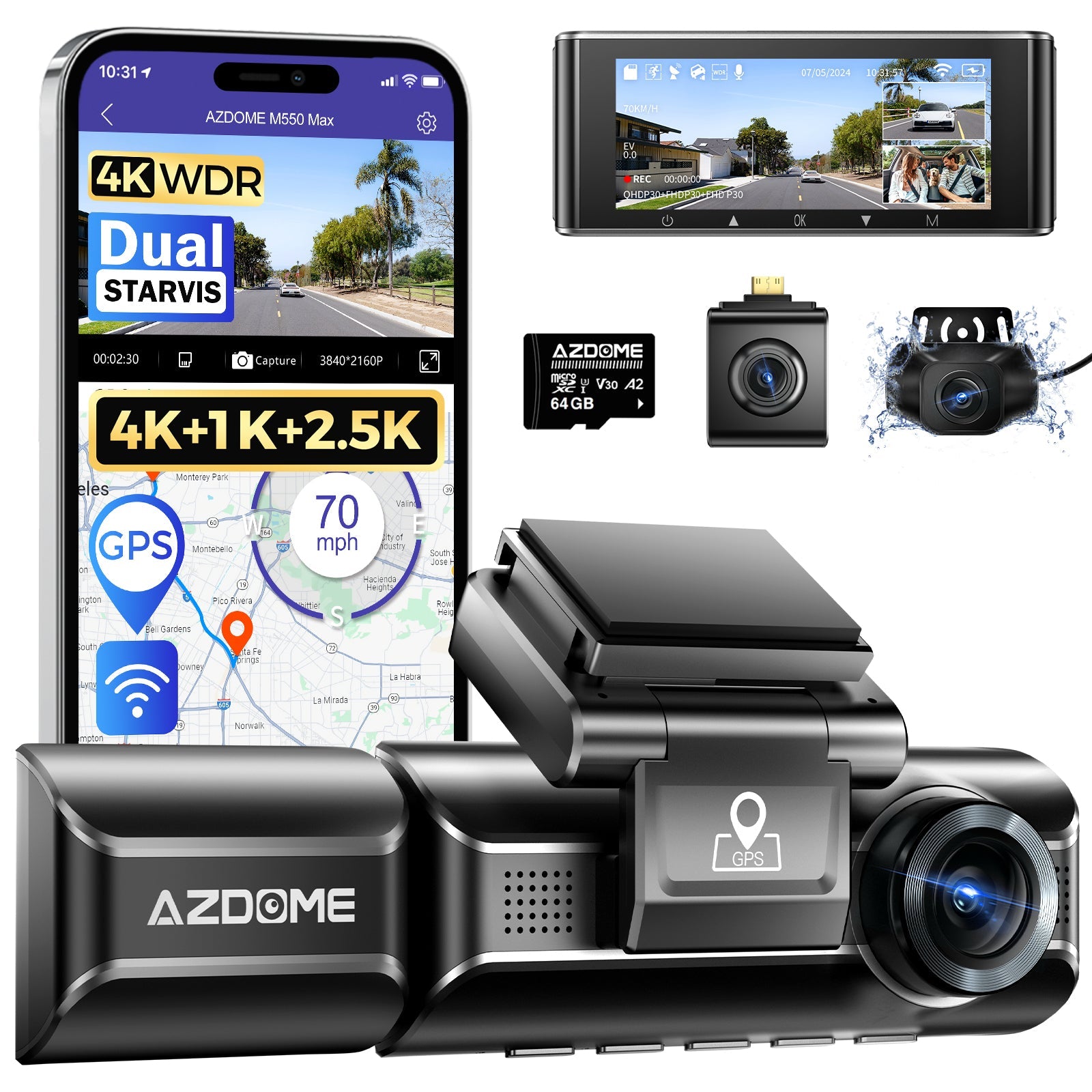 AZDOME Mirror Dash Cams | 4K Touchscreen Smart Mirrors