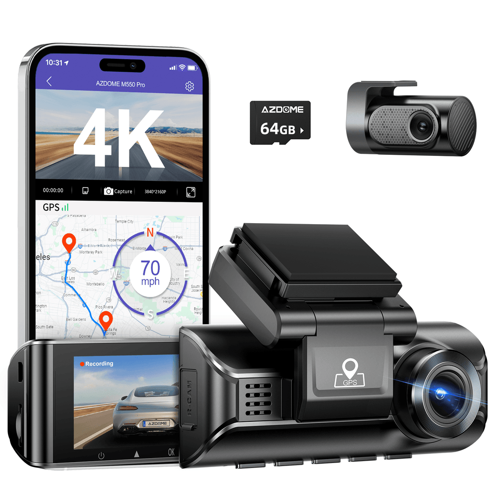 Azome AZDOME M550 Pro 2-CAZDOME M550 Pro 4K Dual Dash Cam - Night Vision & 5G ...