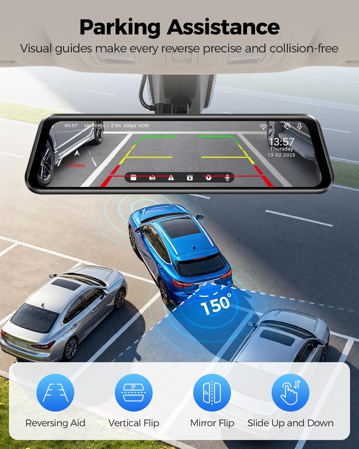 AZDOME PG17 Pro STARVIS 2 Mirror Dash Cam | 4K + 2.5K Dual HDR | 12" Touchscreen ADAS - AZDOME Official Stores