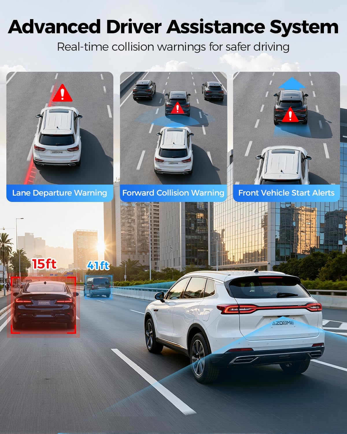 AZDOME PG17 Pro STARVIS 2 Mirror Dash Cam | 4K + 2.5K Dual HDR | 12" Touchscreen ADAS - AZDOME Official Stores