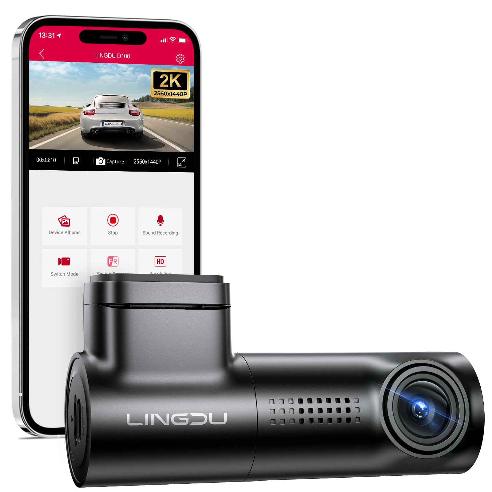 LINGDU D100 1CH Dash Cam 2.5K with 0.96" Screen Voice Control 24H Parking Mode - AZDOME Official Stores