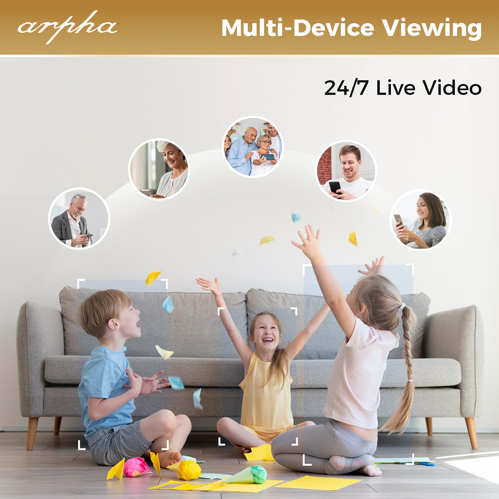 ARPHA Nanny-Cam 1080P Smart Baby Monitor | 355° Pan & Tilt | Temp Monitoring & One-Touch Call