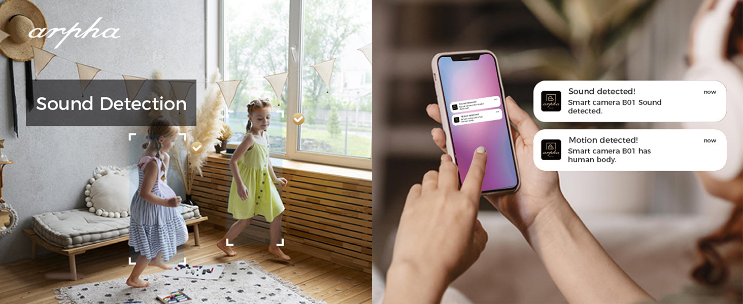 ARPHA Nanny-Cam 1080P Smart Baby Monitor | 355° Pan & Tilt | Temp Monitoring & One-Touch Call