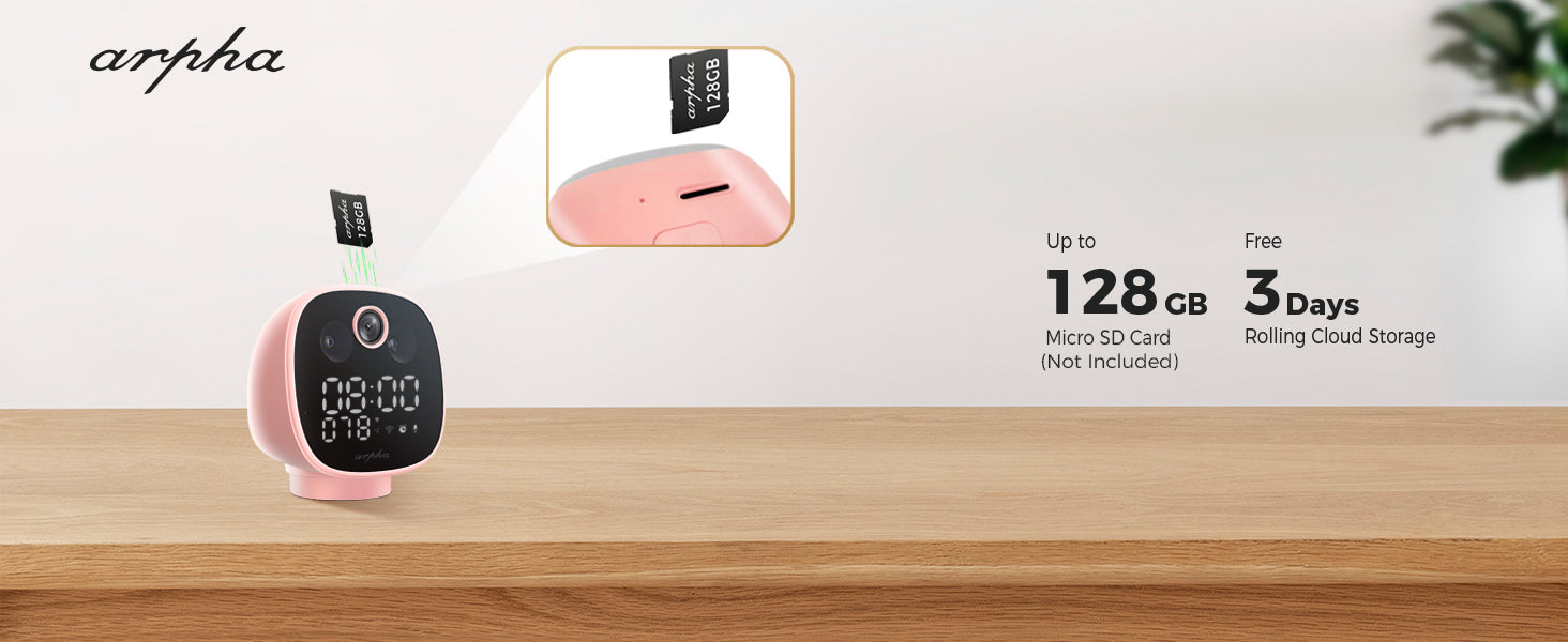 ARPHA Nanny-Cam 1080P Smart Baby Monitor | 355° Pan & Tilt | Temp Monitoring & One-Touch Call