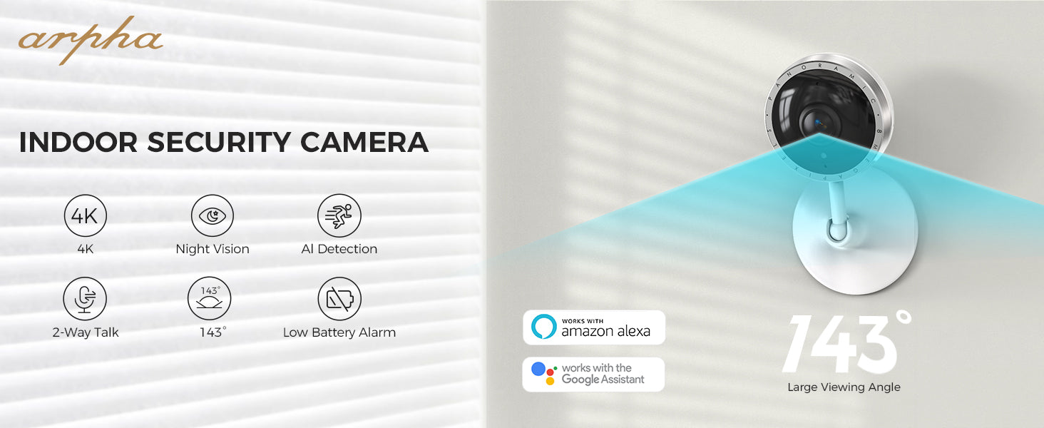 ARPHA Guard 4K Wireless Outdoor Camera | 8MP Color Night Vision | Battery Powered & IP67