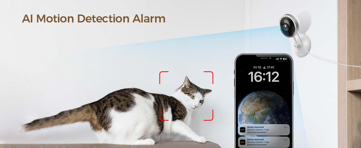 ARPHA Insight 2K Indoor Security Camera | Smart Pet & Home Monitor | AI Human & Sound Detection