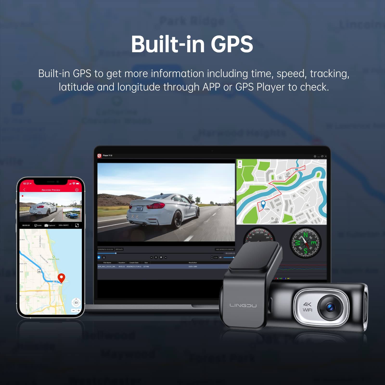 LINGDU D600 2CH Dash Cam 4K with 0.96" Screen Voice Control 24H Parking Mode - AZDOME Official Stores
