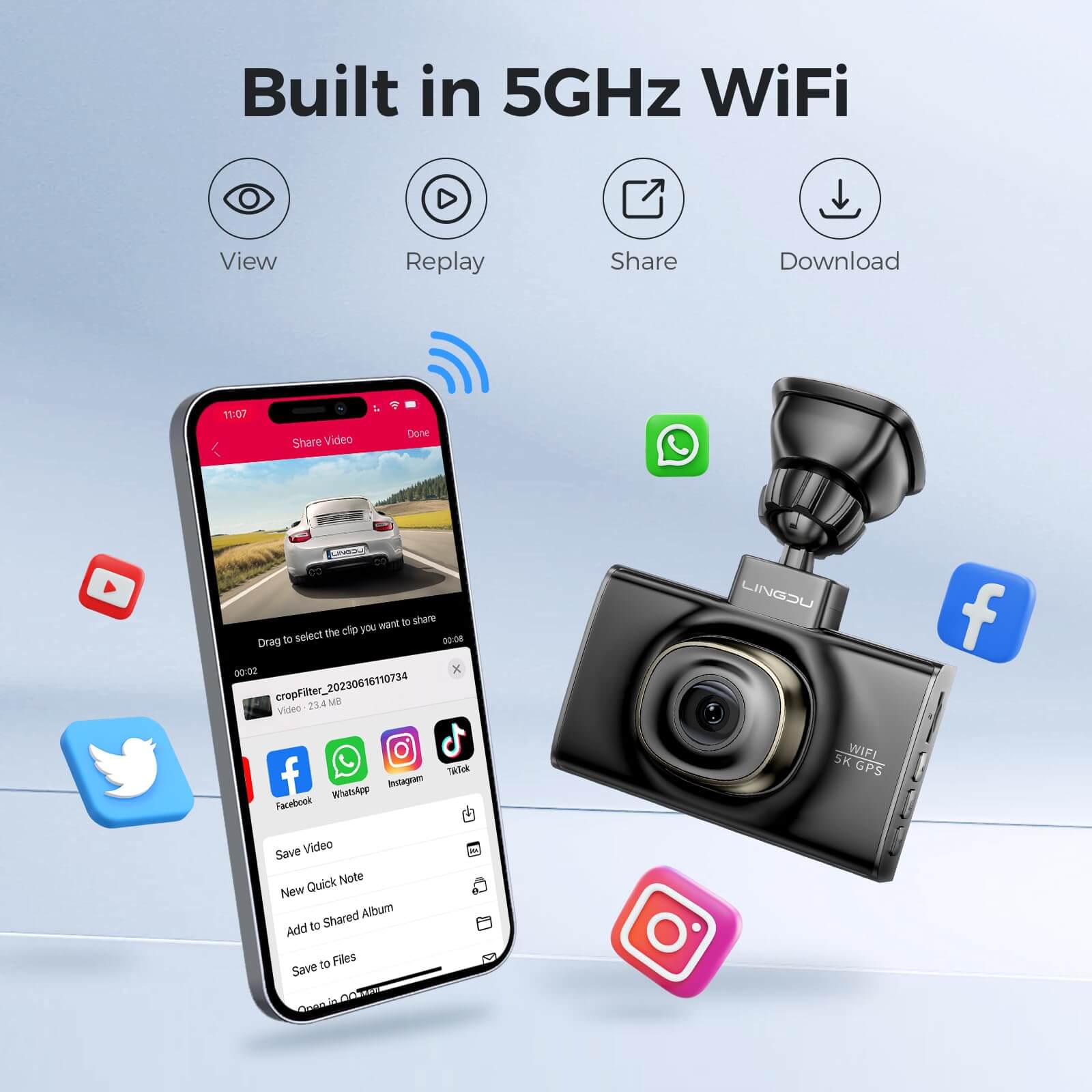 LINGDU LD02 2CH Dash Cam 4K with 3" Screen IR Night Vision 24H Parking Mode - AZDOME Official Stores