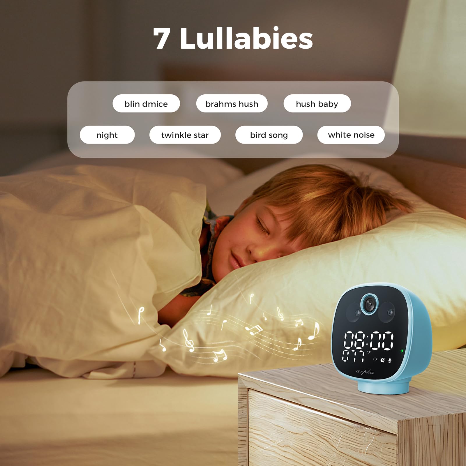 ARPHA Nanny-Cam 1080P Smart Baby Monitor | 355° Pan & Tilt | Temp Monitoring & One-Touch Call