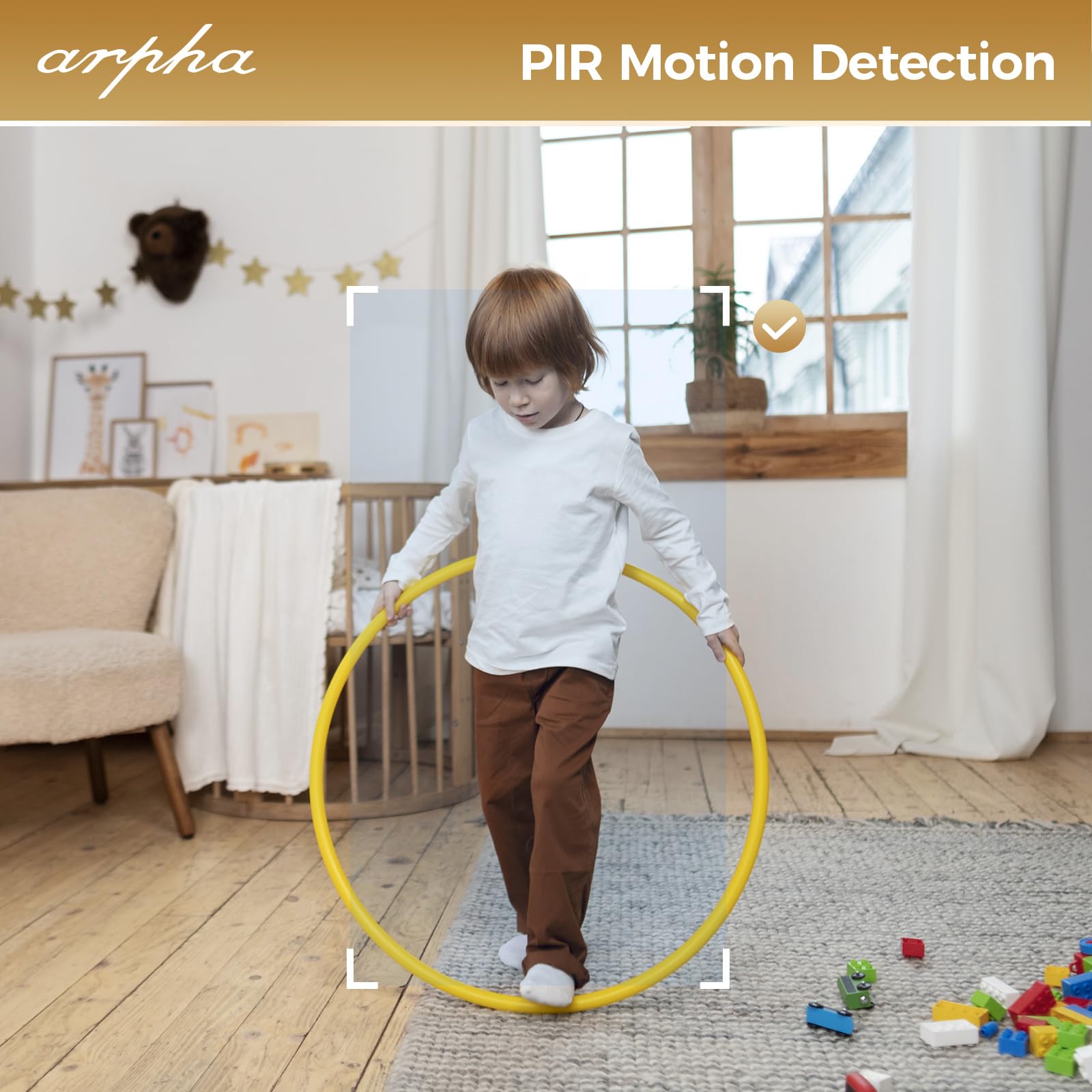 ARPHA Nanny-Cam 1080P Smart Baby Monitor | 355° Pan & Tilt | Temp Monitoring & One-Touch Call