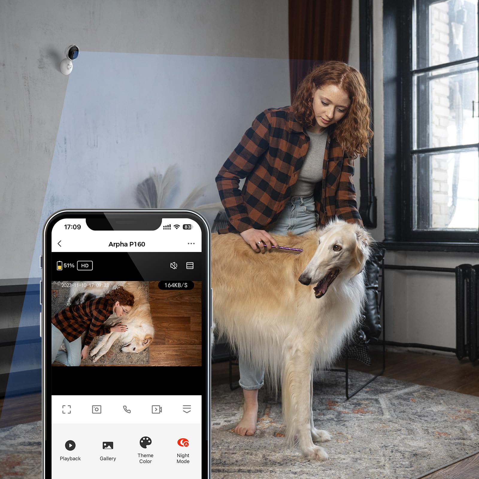 ARPHA Insight 2K Indoor Security Camera | Smart Pet & Home Monitor | AI Human & Sound Detection