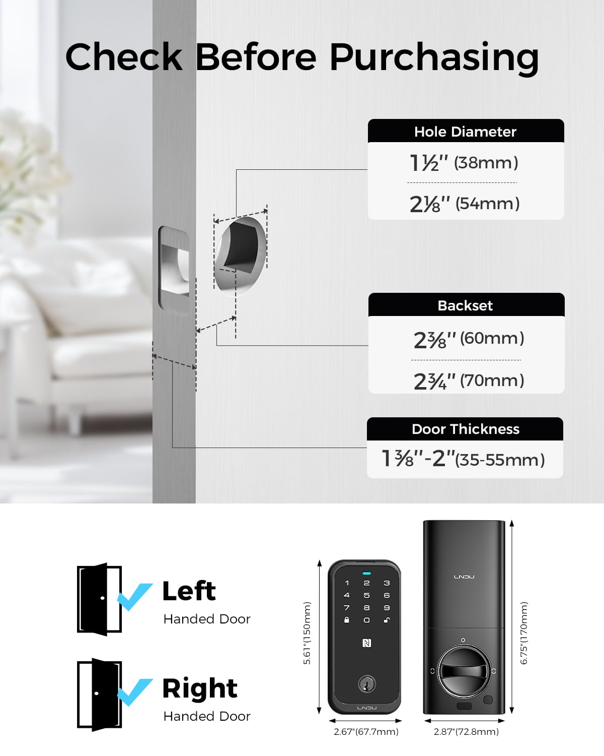 LNDU HK02 Pro WiFi Smart Lock | Remote App Access | Built - in WiFi & Alexa Compatible - AZDOME Official Stores