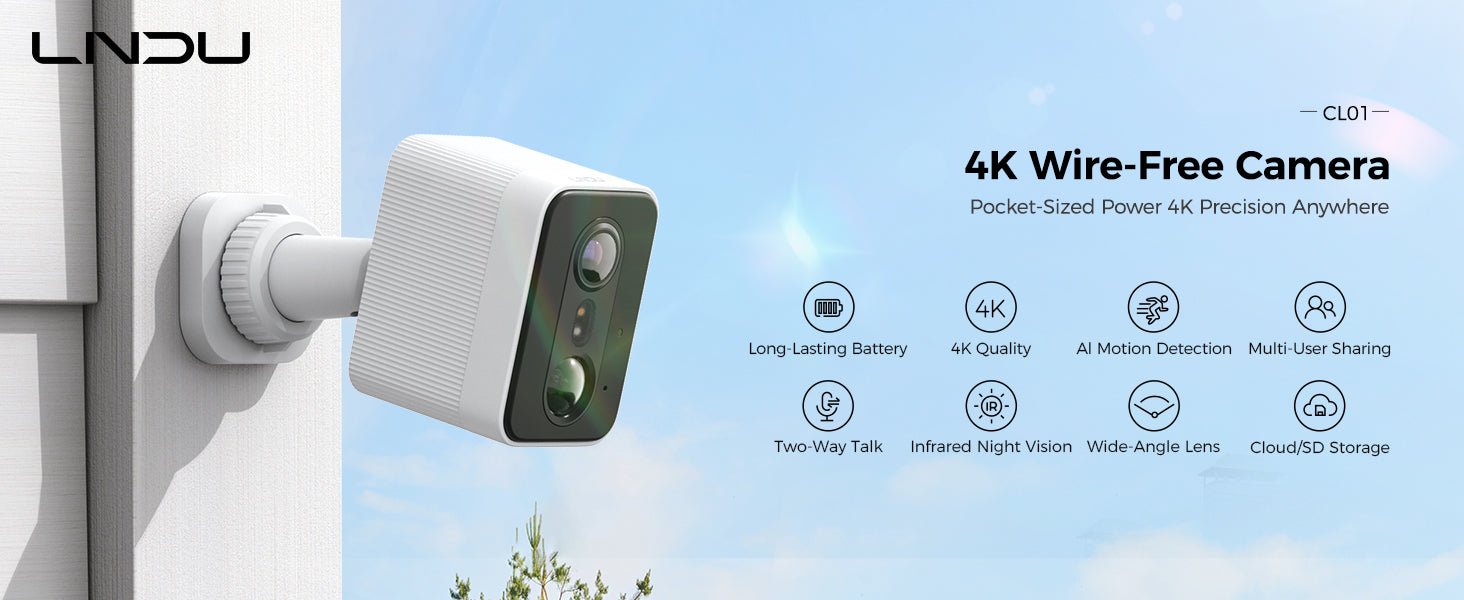 LNDU Sentinel 4K Wireless Outdoor Camera | 8MP Color Night Vision | Battery Powered & IP67 Waterproof - AZDOME Official Stores